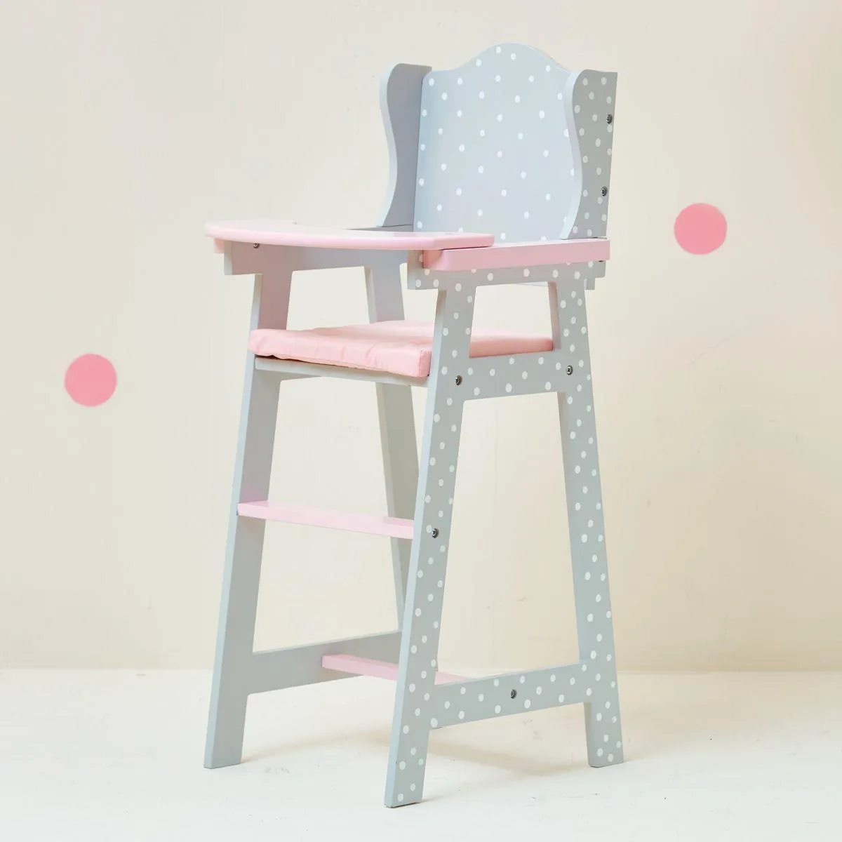 Teamson USA TD-0098AG Polka Dots Princess Baby Doll High Chair - Gray