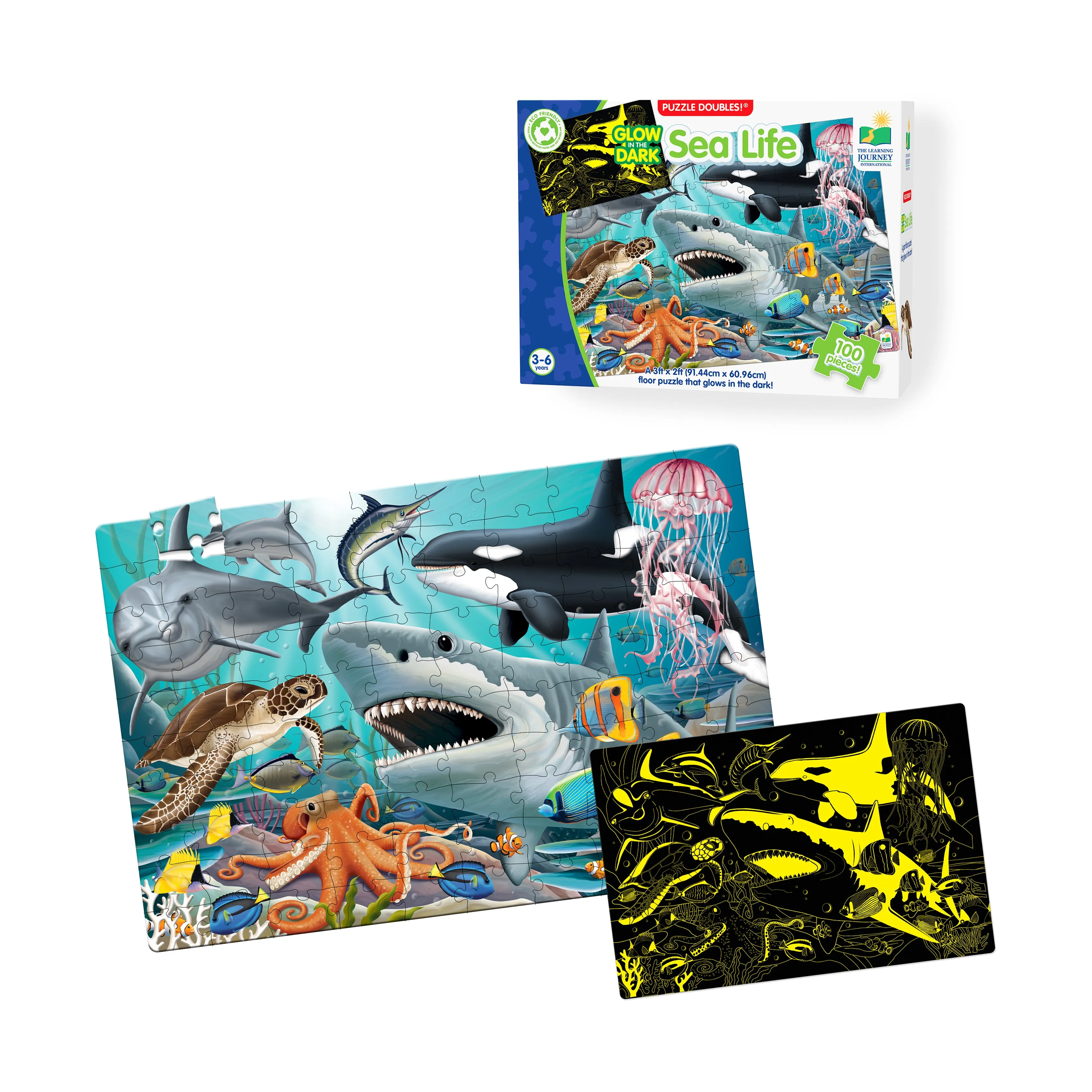 The Learning Journey Glow in the Dark Sea Life Floor Puzzle - 100 pc