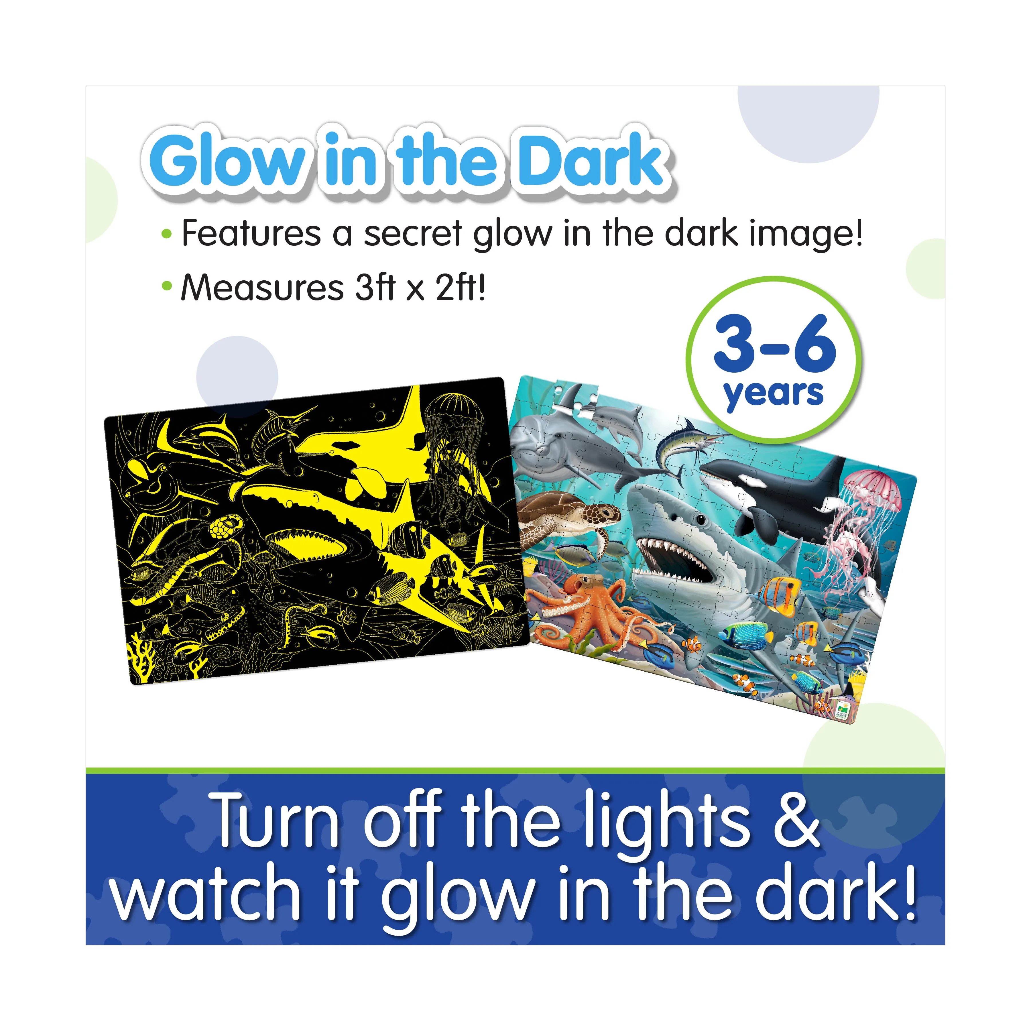The Learning Journey Glow in the Dark Sea Life Floor Puzzle - 100 pc