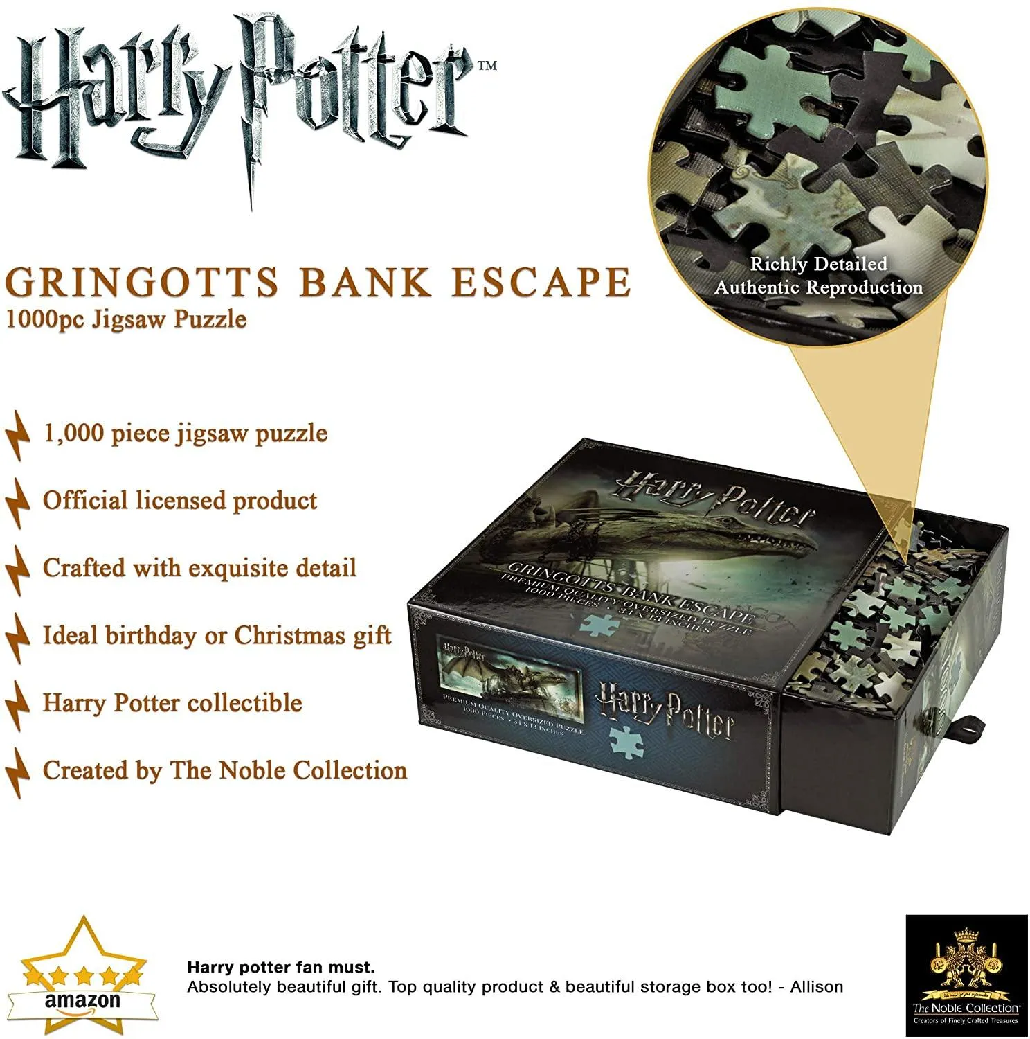 The Noble Collection Gringotts Bank Escape 1,000pc Jigsaw Puzzle Oversized Premium Quality