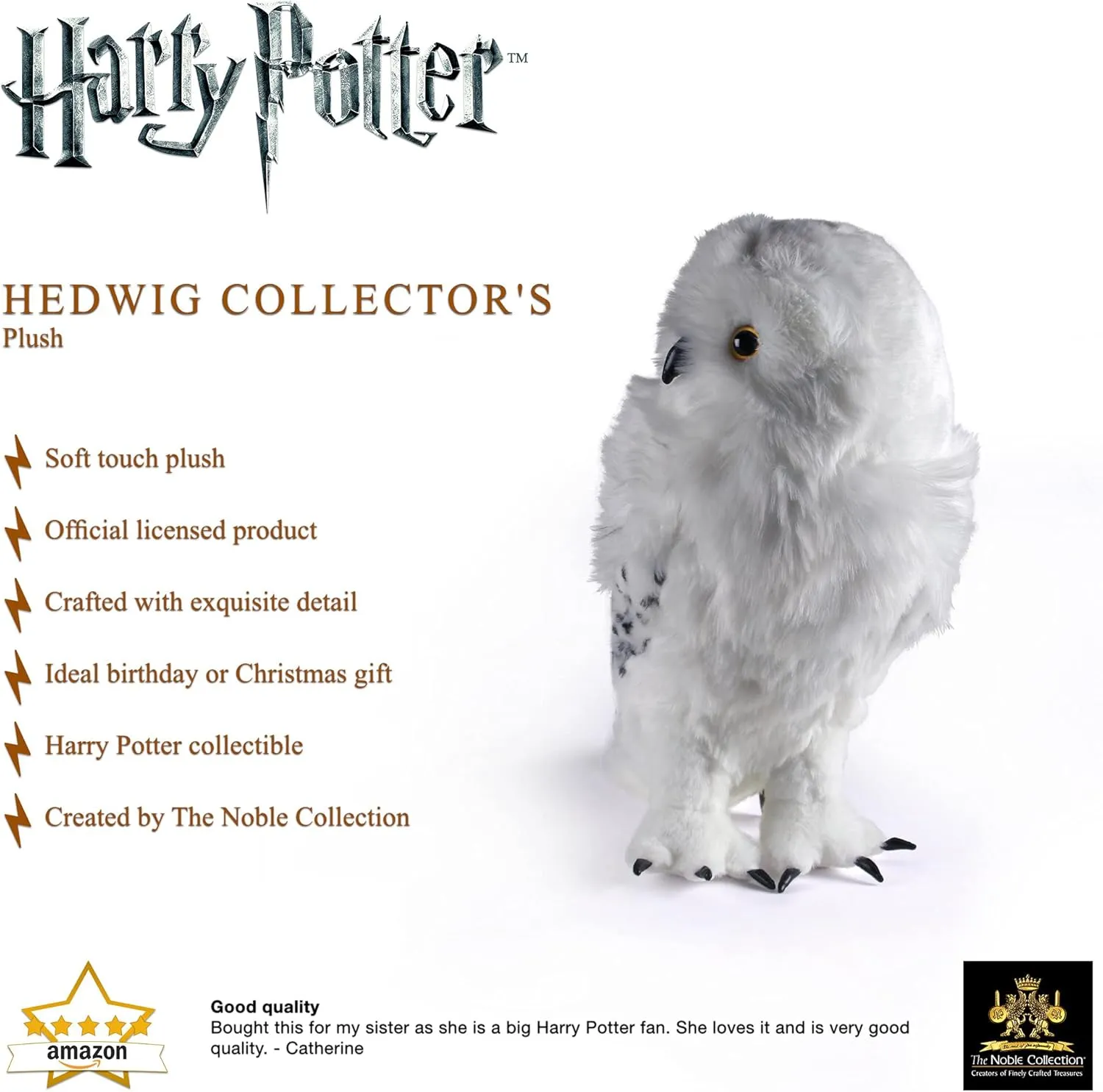 The Noble Collection Harry Potter Hedwig Collector's Plush - Officially Licensed 14in Snowy Owl Plush Toy for Ages 3 