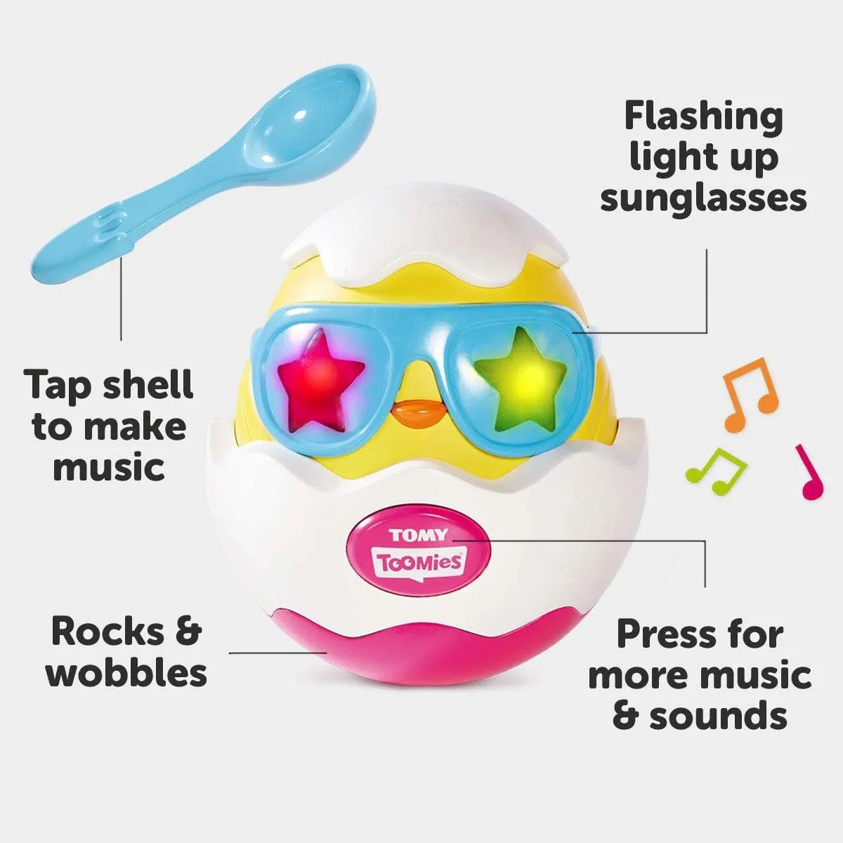 Toomies E72816C Beat It Egg Musical Baby Sensory Toys with Lights and Sounds