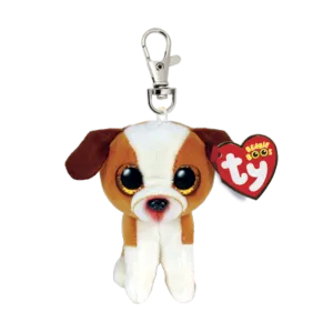 Ty Beanie Boo Clip - Hugo Brown & White Dog