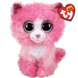 Ty Beanie Boo Regular - Reagan Cat With Pink Curly Hair