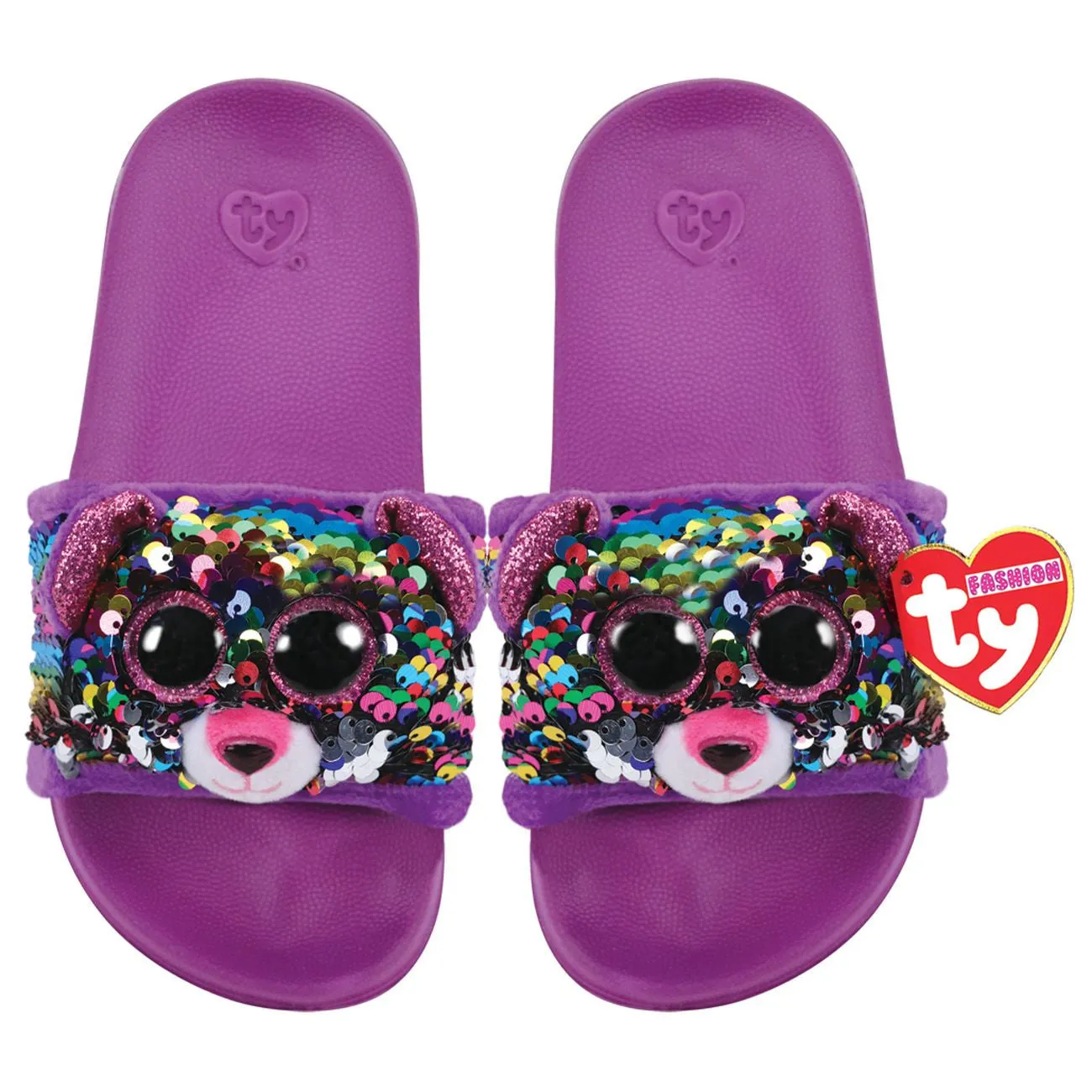 Ty Fashion Sequin Pool Slides L4-6 Dotty The Multicoloured Leopard