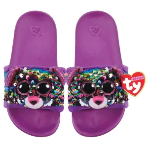 Ty Fashion Sequin Pool Slides L4-6 Dotty The Multicoloured Leopard