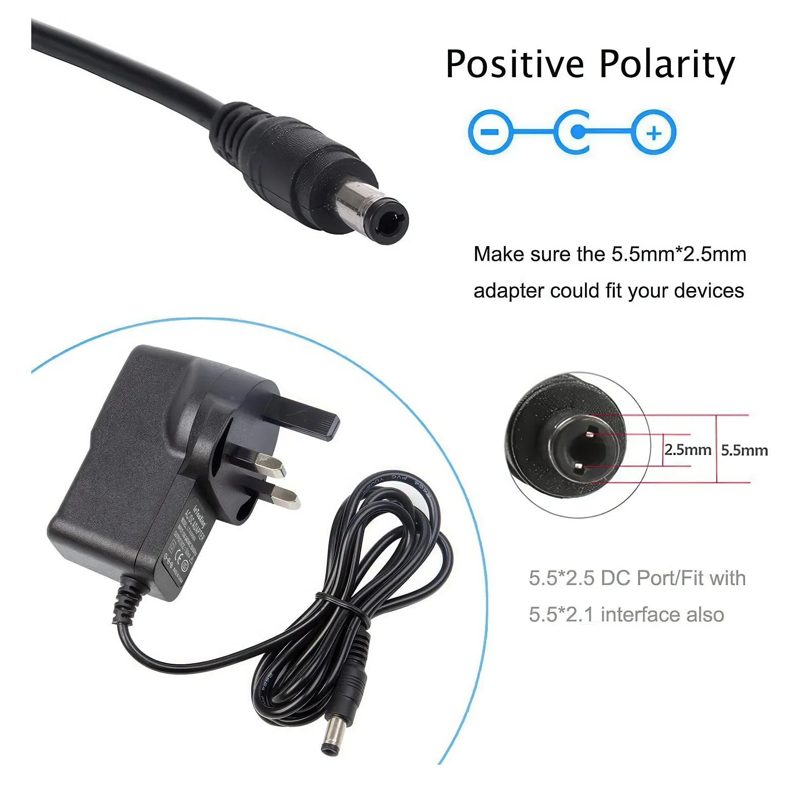 Universal 12V DC 1A Battery Charger