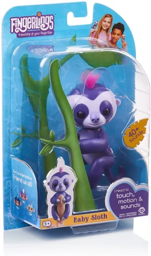 Wow Wee 3752 Finger Lings Sloth Toy; Interactive Toy, Reacts to Sound, Movement and Touch