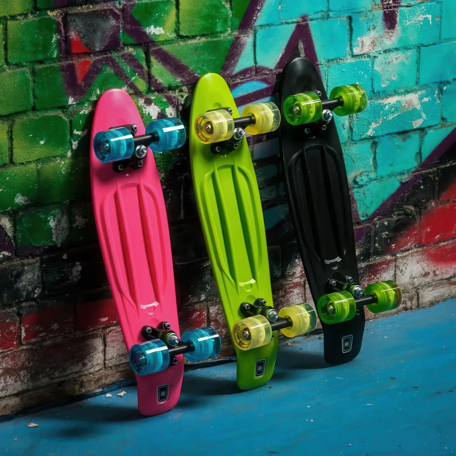 XOOTZ 22-Inch Cruiser Skateboard with LED Wheels - Black