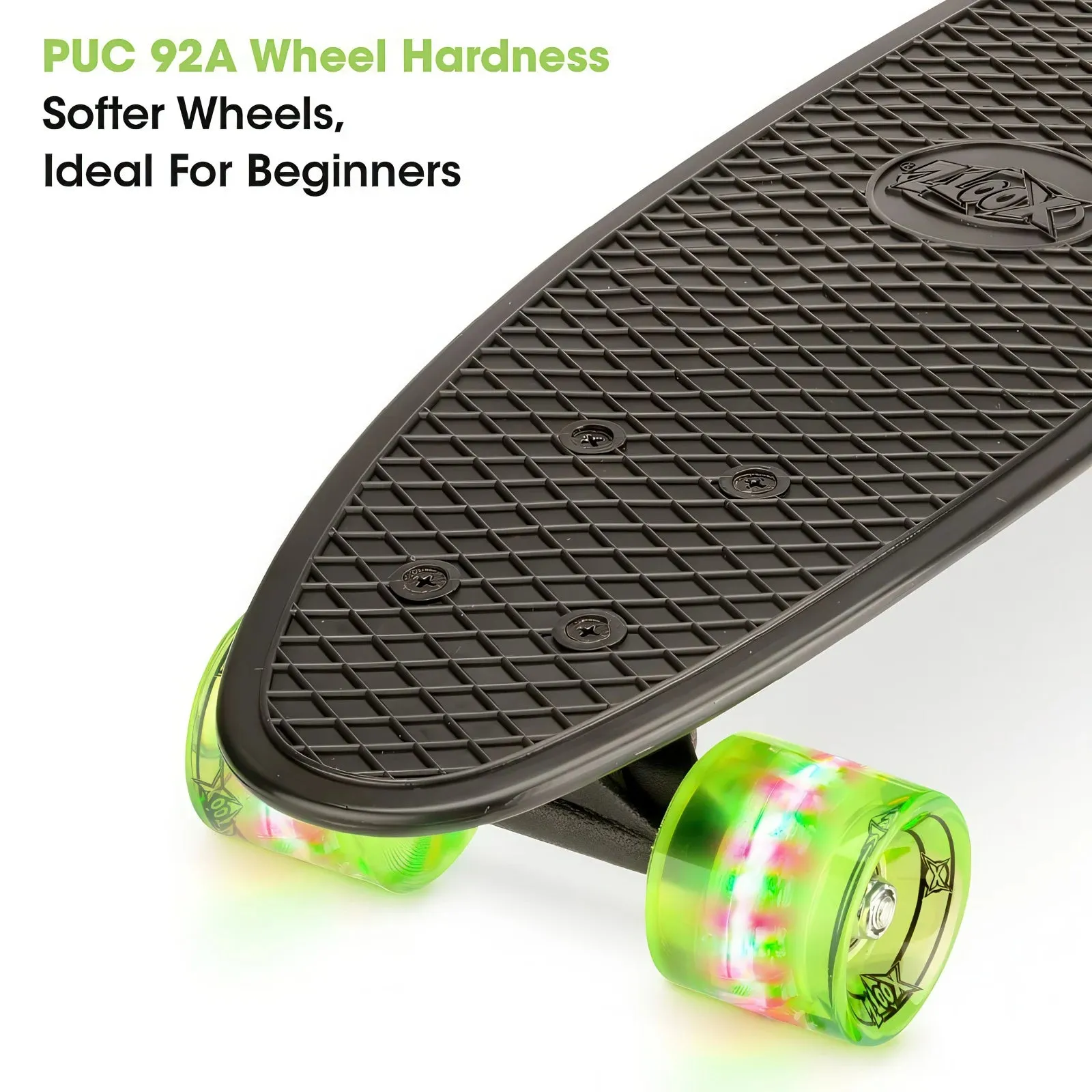 XOOTZ 22-Inch Cruiser Skateboard with LED Wheels - Black