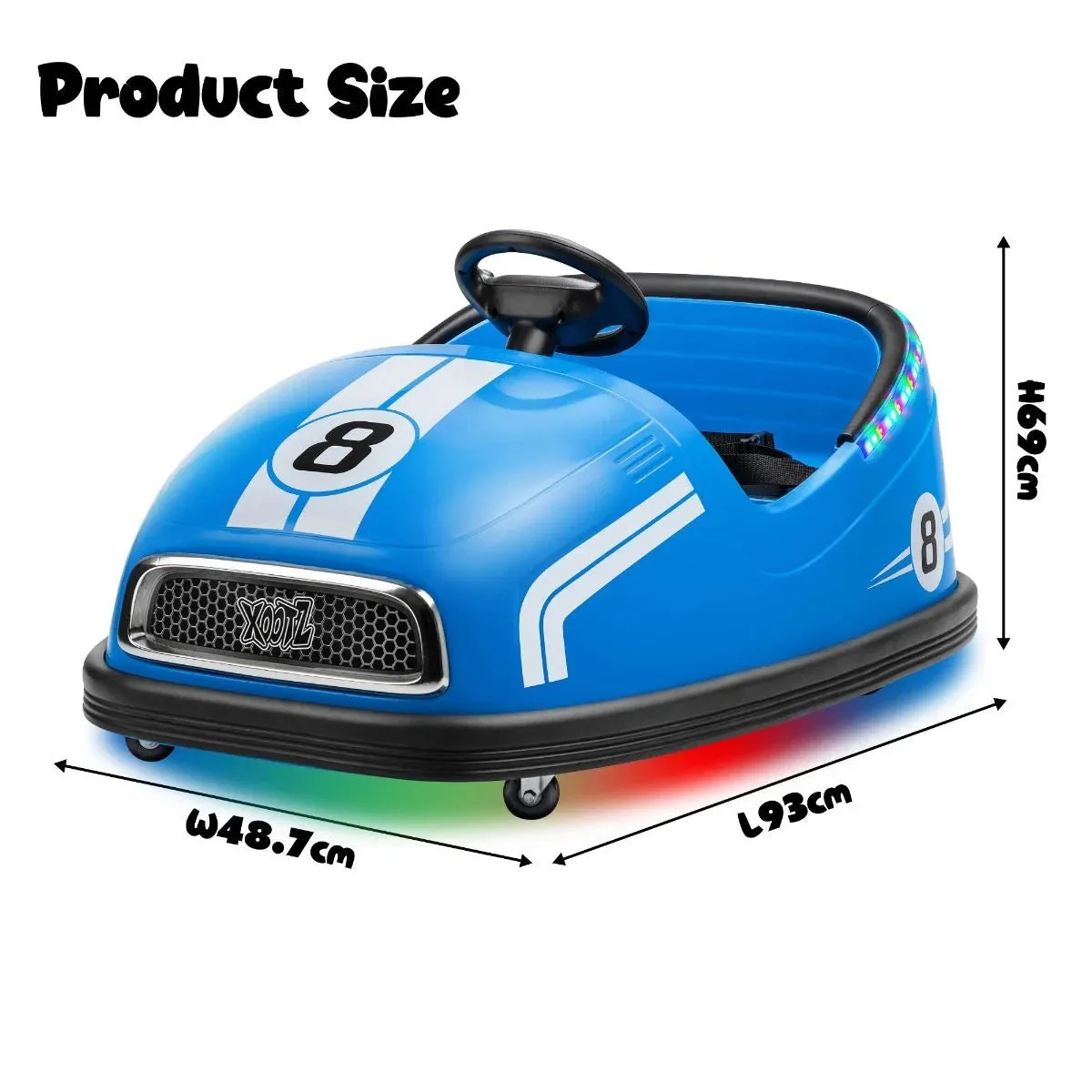 Xootz Big Bumper Car  Two-Seater Rideon - 360 Spin Ride-On - Blue