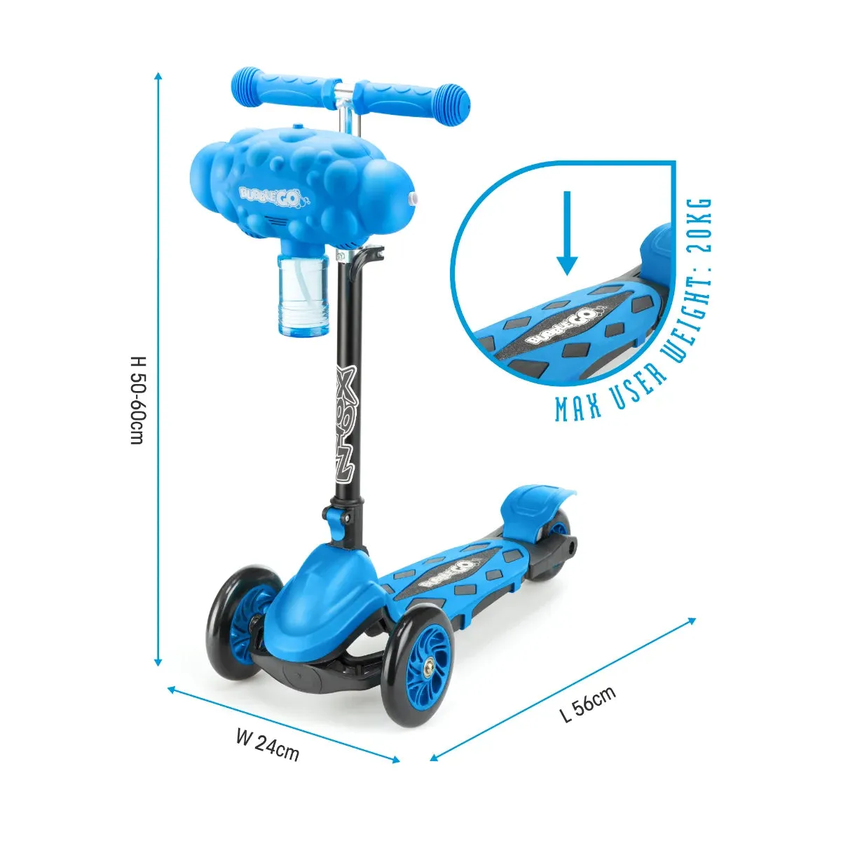 Xootz Bubble Go Foldable Tri-Scooter - Blue