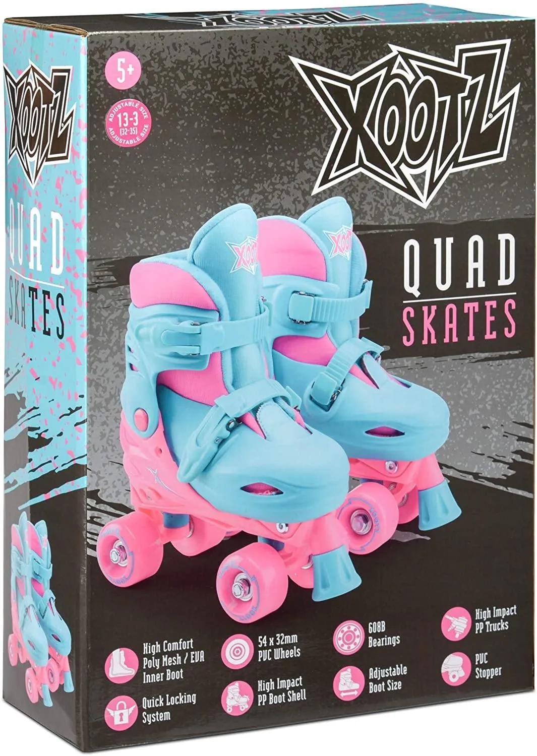 XOOTZ Kids Quad Skates, Beginner Adjustable Roller Skates Girls, Small