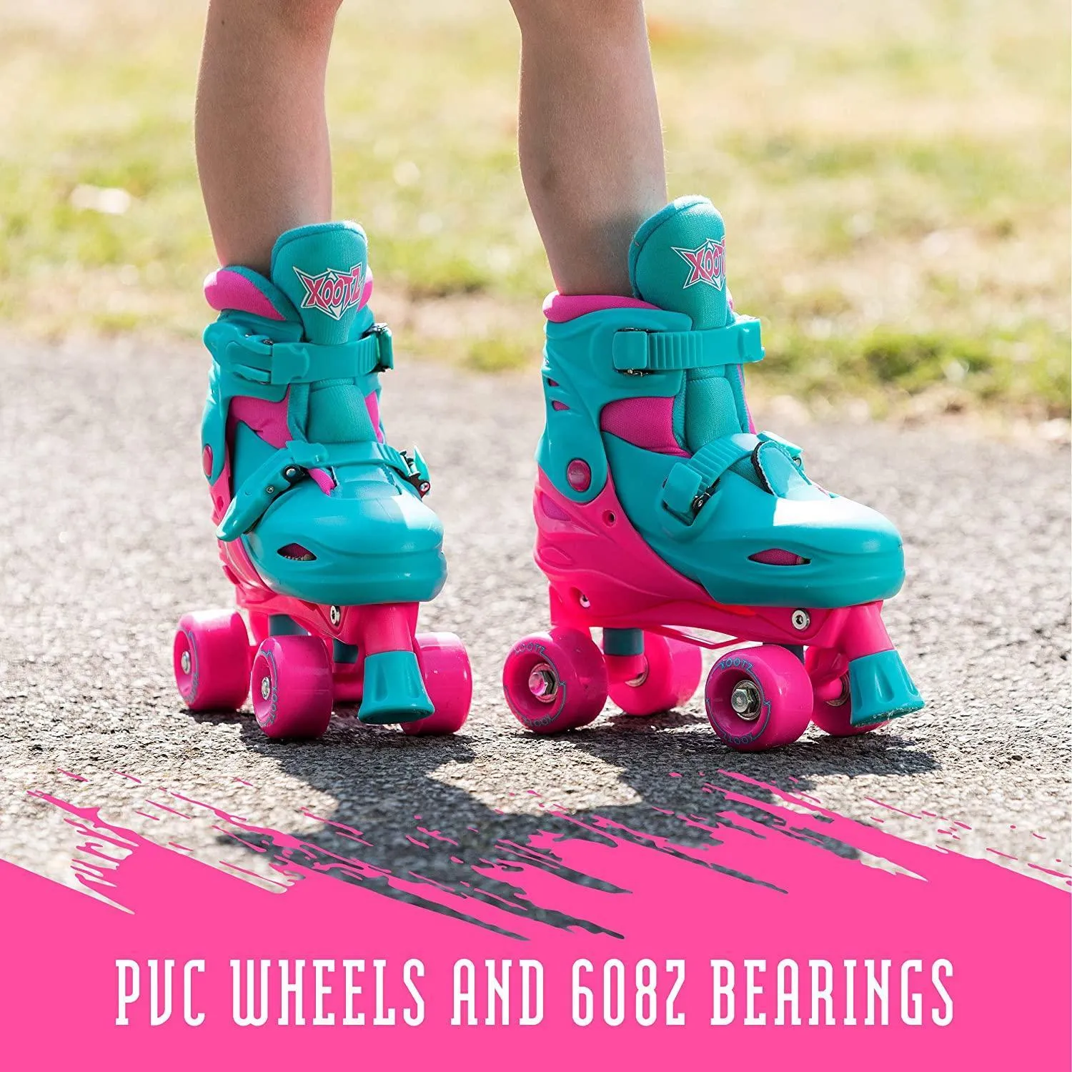XOOTZ Kids Quad Skates, Beginner Adjustable Roller Skates Girls, Small