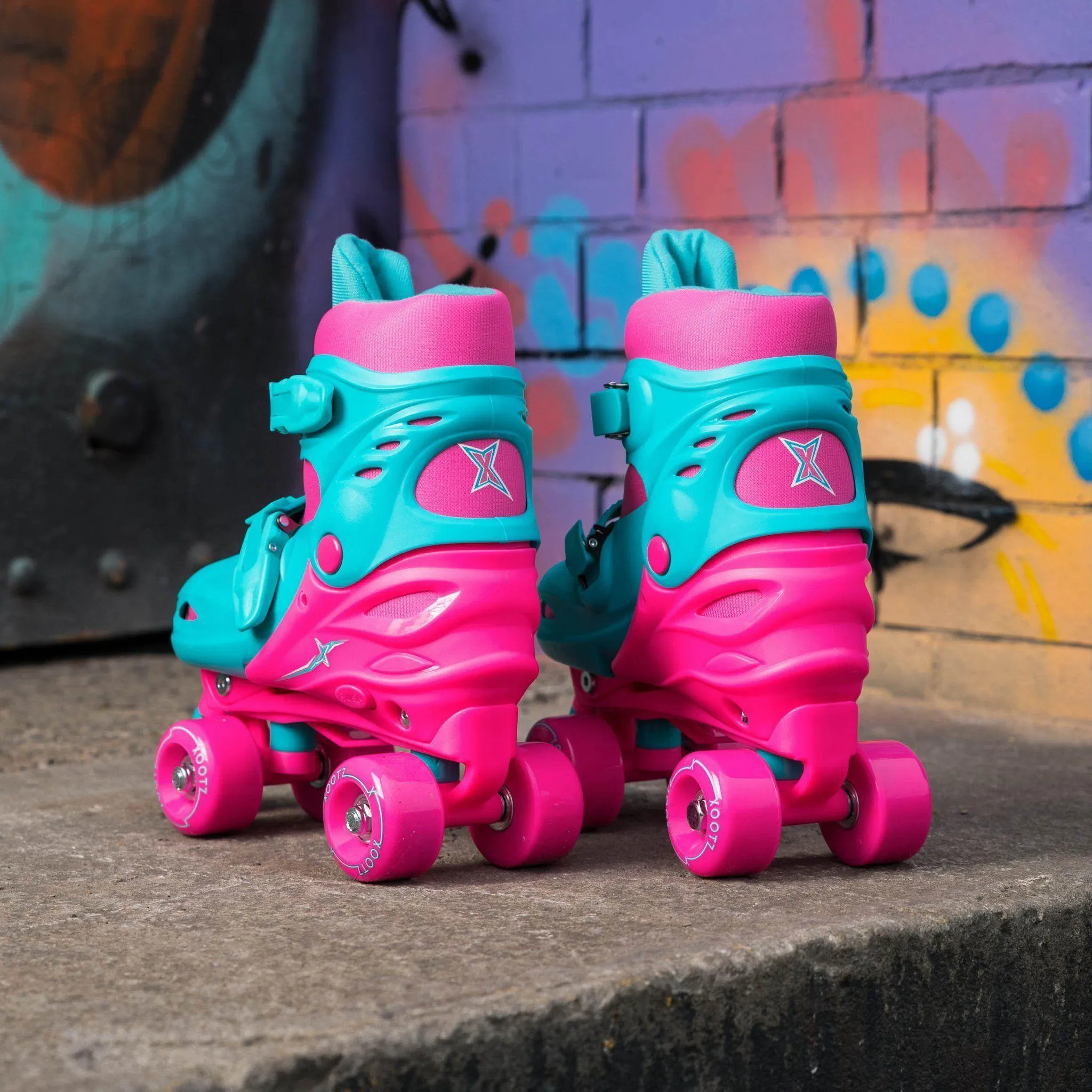 XOOTZ Kids Quad Skates, Beginner Adjustable Roller Skates Girls, Small