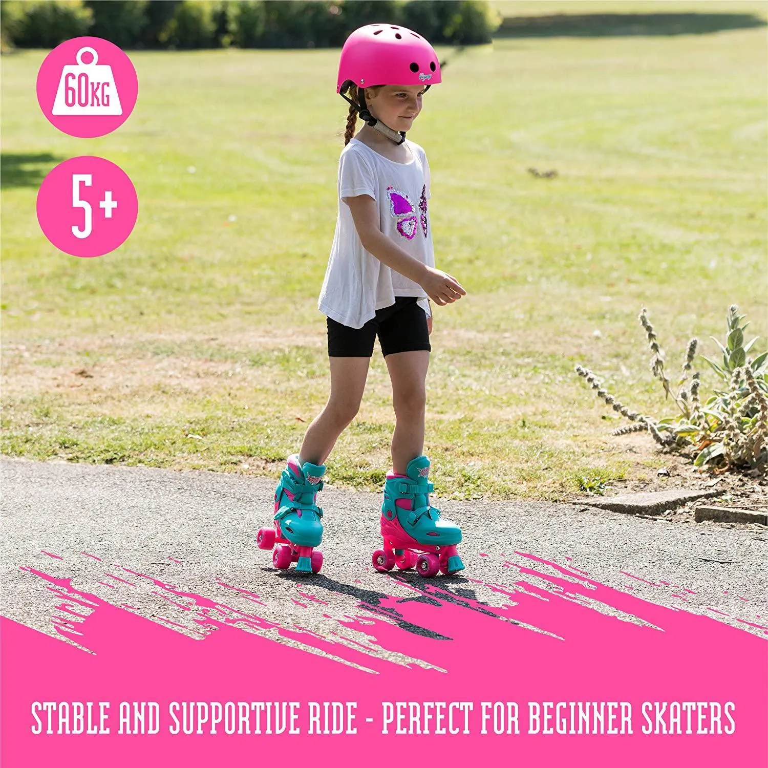 XOOTZ Kids Quad Skates, Beginner Adjustable Roller Skates Girls, Small