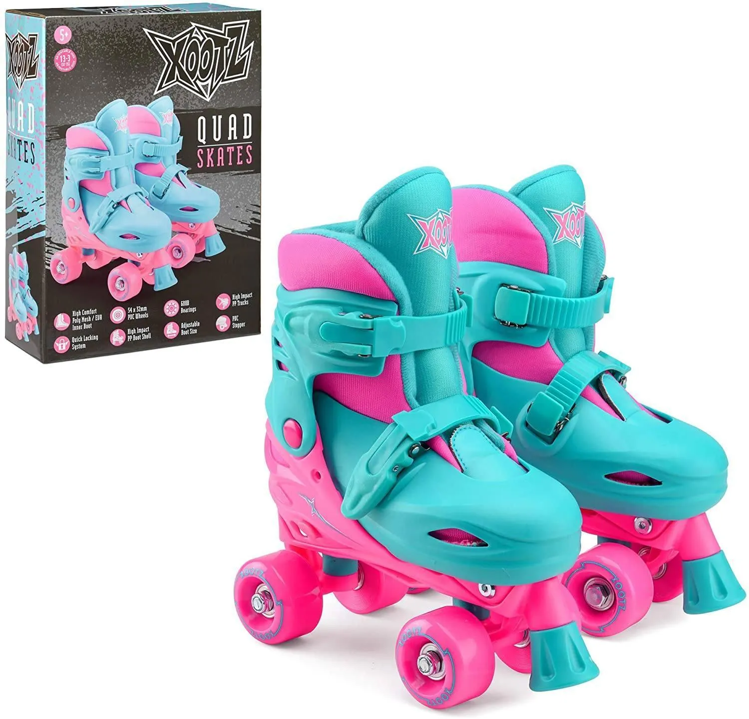 XOOTZ Kids Quad Skates, Beginner Adjustable Roller Skates Girls, Small