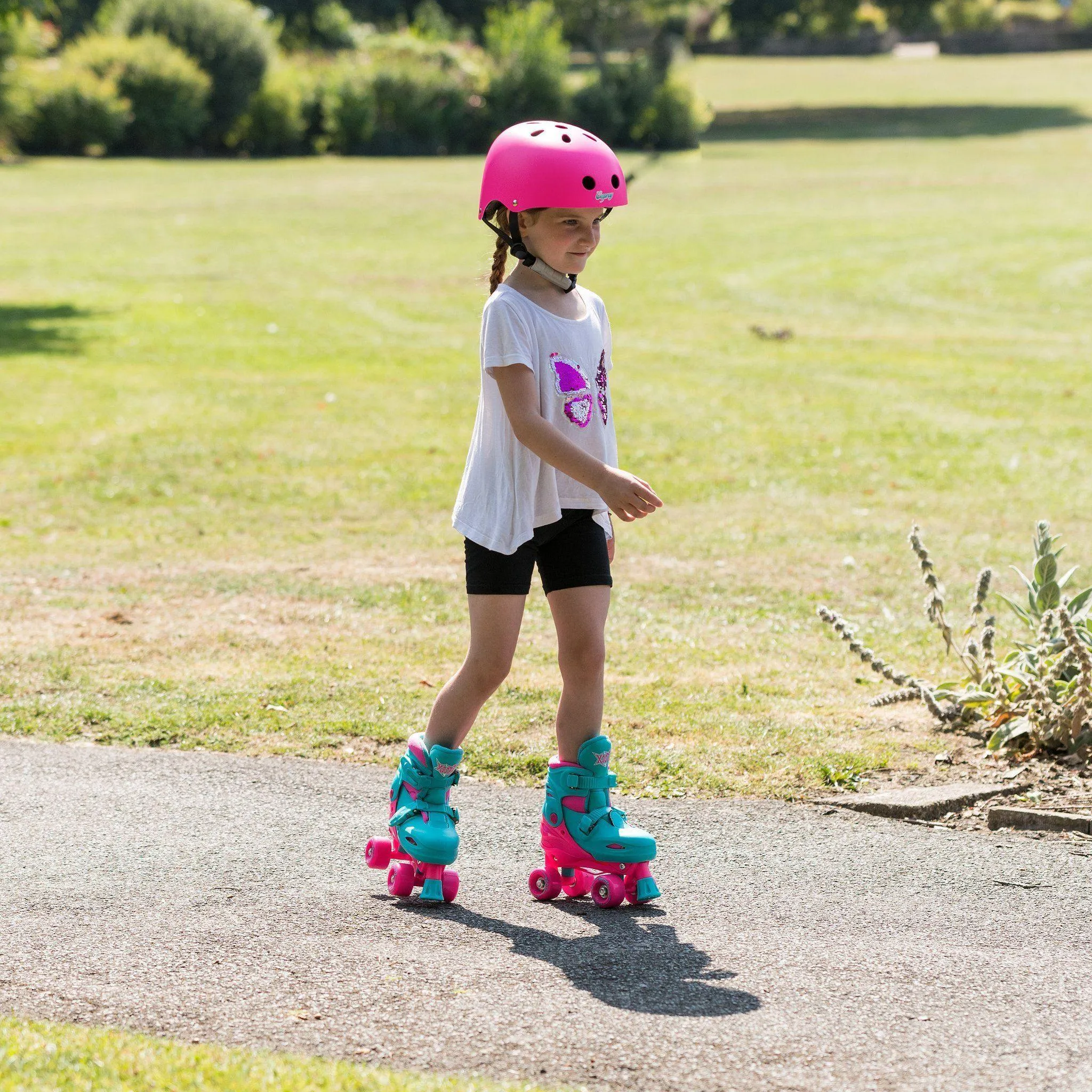XOOTZ Kids Quad Skates, Beginner Adjustable Roller Skates Girls, Small