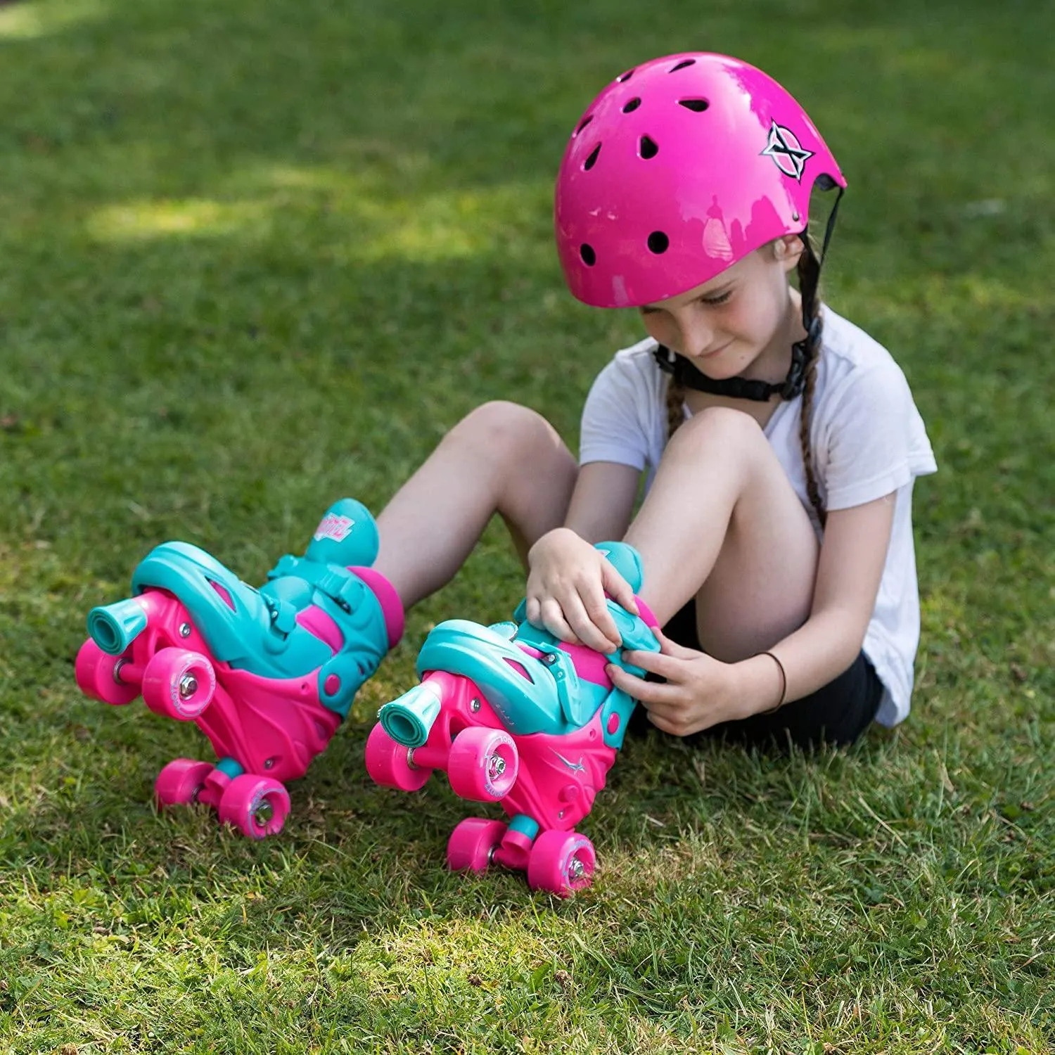 XOOTZ Kids Quad Skates, Beginner Adjustable Roller Skates Girls, Small