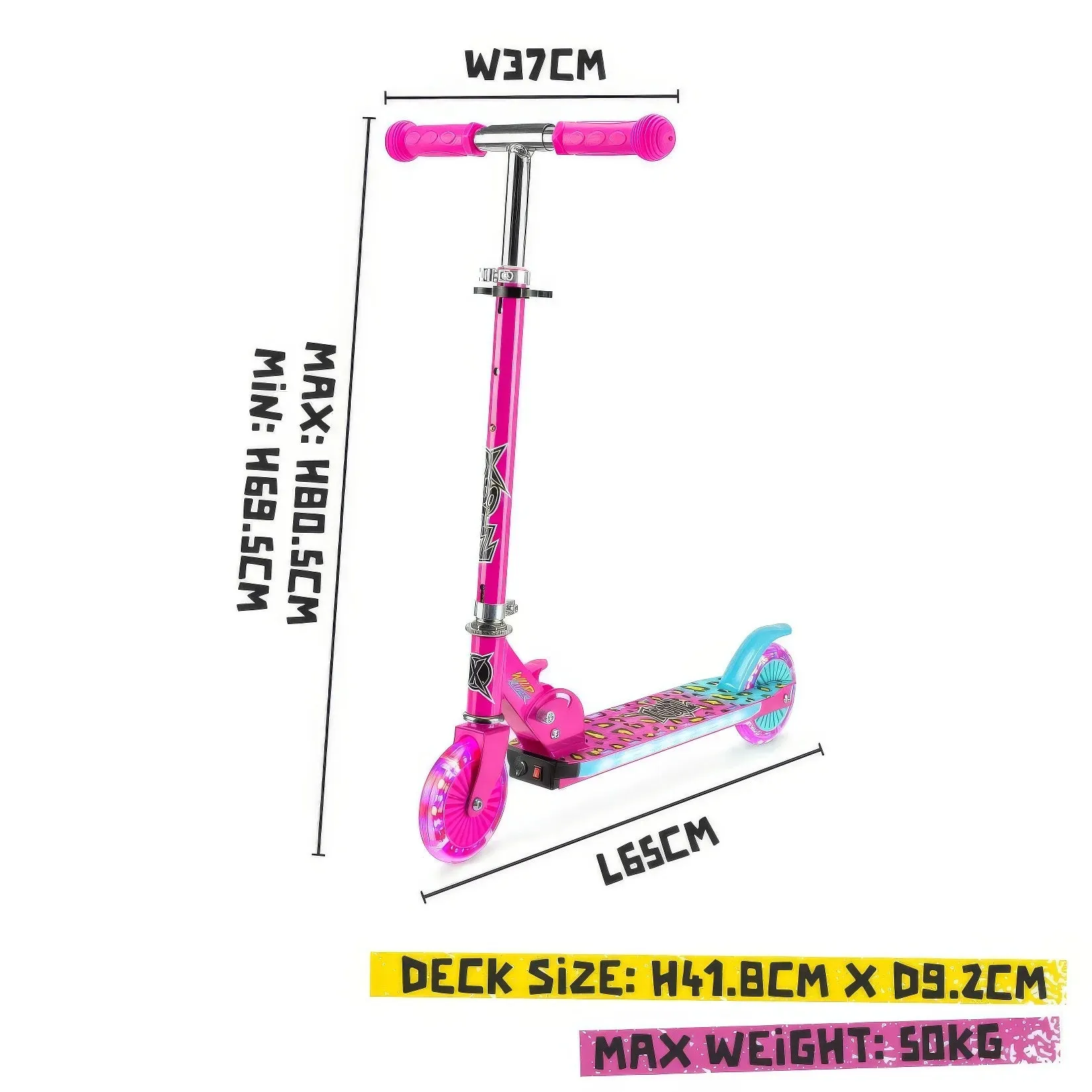 Xootz Wild Rider - Pink Leopard Light Up LED Scooter