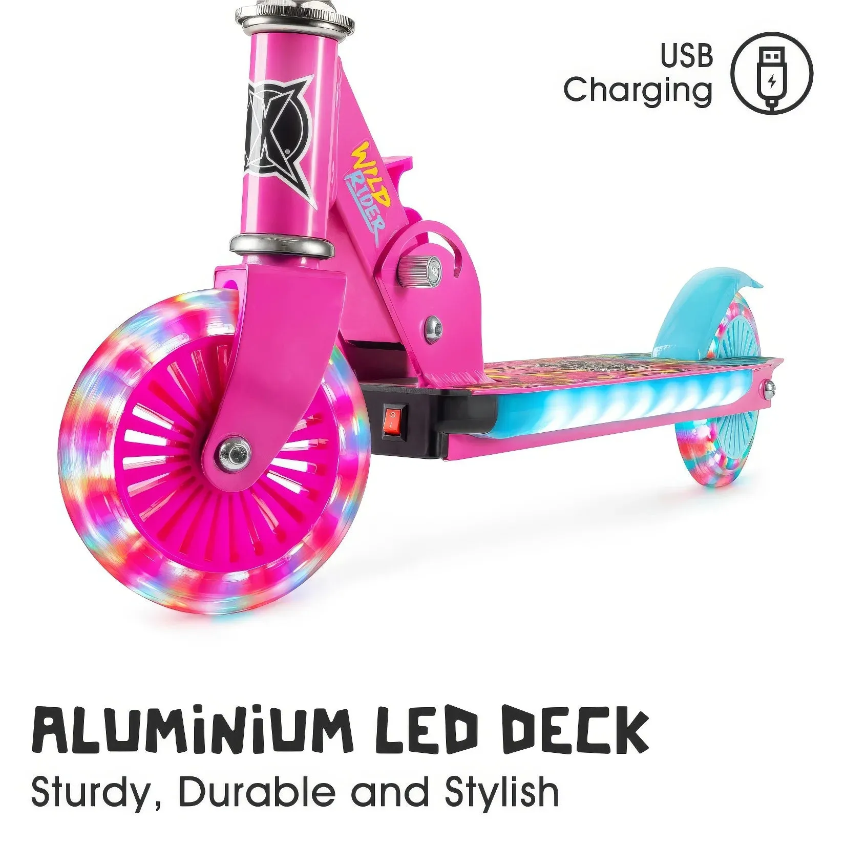 Xootz Wild Rider - Pink Leopard Light Up LED Scooter